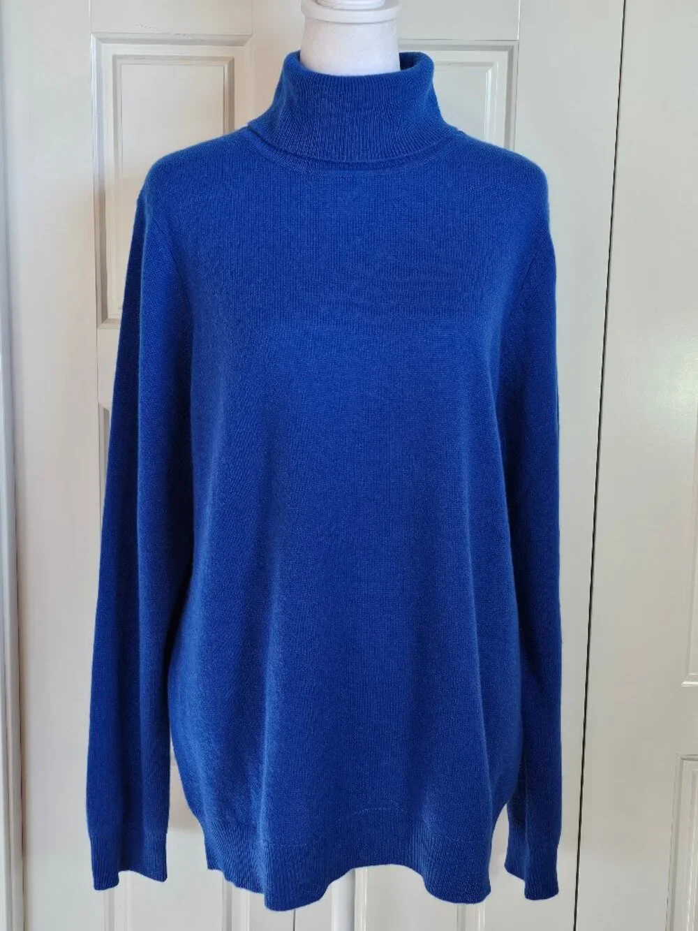 100% Cashmere Charter Club Luxury Turtleneck Sweater XL Cobalt Blue